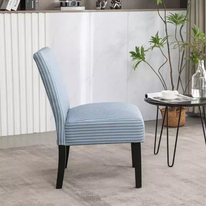 Chaise d'appoint sans accoudoirs rembourrée à rayures Boten de Roundhill Furniture, bleue