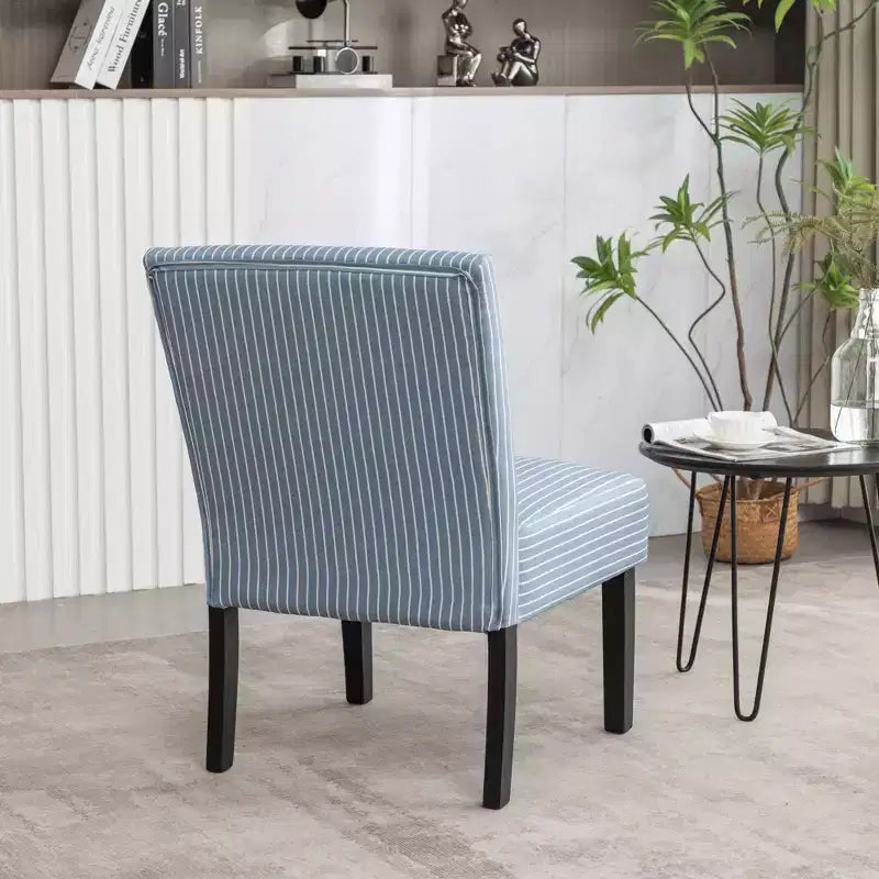 Chaise d'appoint sans accoudoirs rembourrée à rayures Boten de Roundhill Furniture, bleue