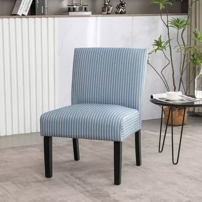 Chaise d'appoint sans accoudoirs rembourrée à rayures Boten de Roundhill Furniture, bleue