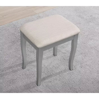 Coiffeuse et tabouret en bois argenté Sanlo