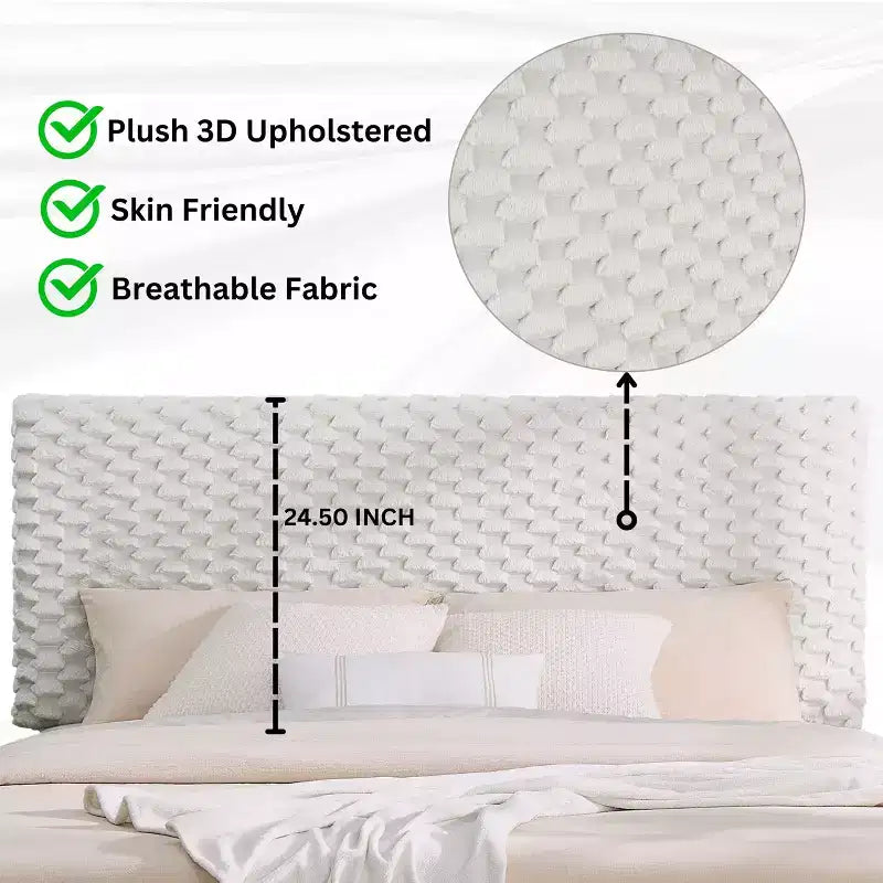 Lit plateforme rembourré 3D Findlay Plush coloris blanc cassé