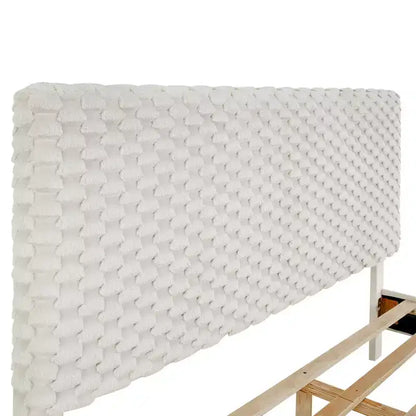 Lit plateforme rembourré 3D Findlay Plush coloris blanc cassé