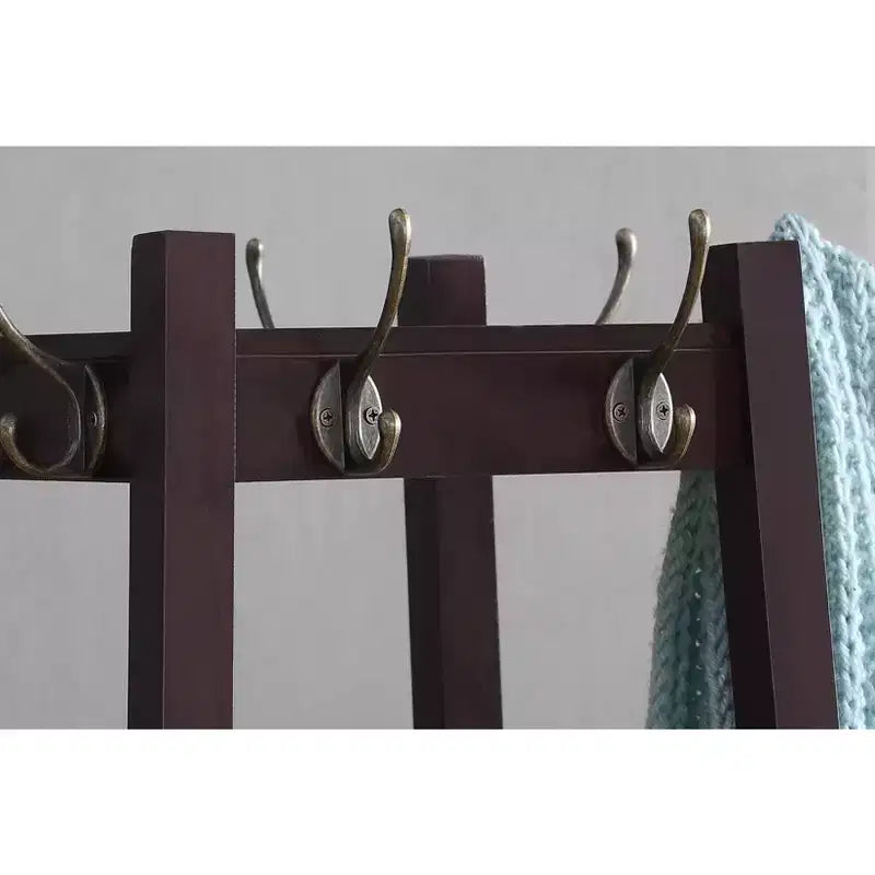 Porte-manteau Vassen de Roundhill Furniture avec étagères de rangement à 3 niveaux - Fini espresso