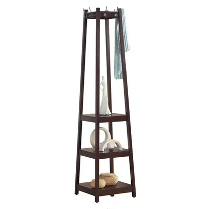 Porte-manteau Vassen de Roundhill Furniture avec étagères de rangement à 3 niveaux - Fini espresso