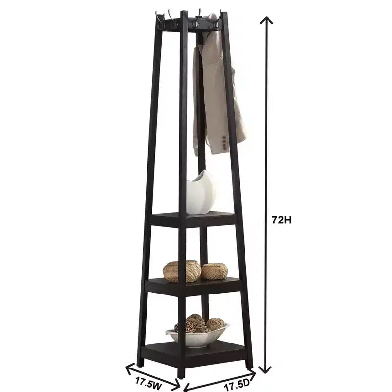 Porte-manteau Vassen de Roundhill Furniture avec étagères de rangement à 3 niveaux - Fini espresso