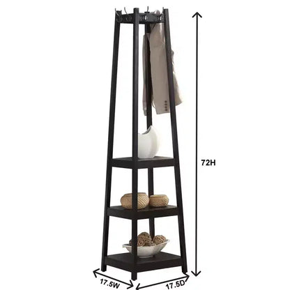 Porte-manteau Vassen de Roundhill Furniture avec étagères de rangement à 3 niveaux - Fini espresso