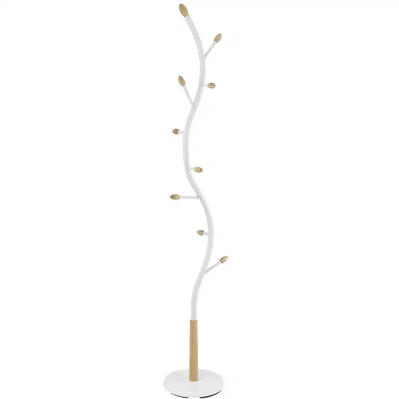 Porte-manteau sur pied en métal Arles de Roundhill Furniture - Blanc et Chêne