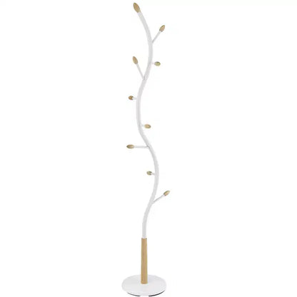 Porte-manteau sur pied en métal Arles de Roundhill Furniture - Blanc et Chêne