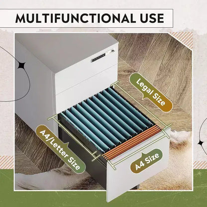 Caisson de bureau mobile à 3 tiroirs avec serrure intelligente, en acier pré-assemblé à placer sous le bureau
