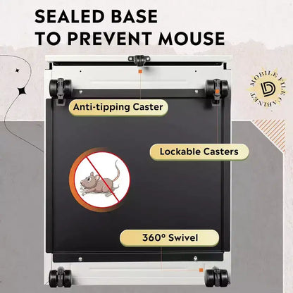 Caisson de bureau mobile à 3 tiroirs avec serrure intelligente, en acier pré-assemblé à placer sous le bureau