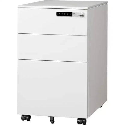 Caisson de bureau mobile à 3 tiroirs avec serrure intelligente, en acier pré-assemblé à placer sous le bureau