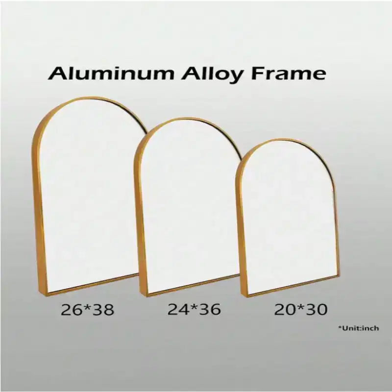 Miroir de cheminée arqué 26 x 38, Noir/Doré-HOMLUX : Cadre en métal, fixation murale, décor moderne