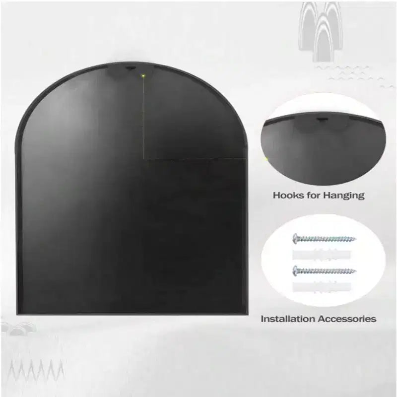 Miroir de cheminée arqué 26 x 38, Noir/Doré-HOMLUX : Cadre en métal, fixation murale, décor moderne
