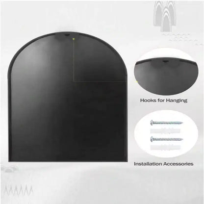 Miroir de cheminée arqué 26 x 38, Noir/Doré-HOMLUX : Cadre en métal, fixation murale, décor moderne