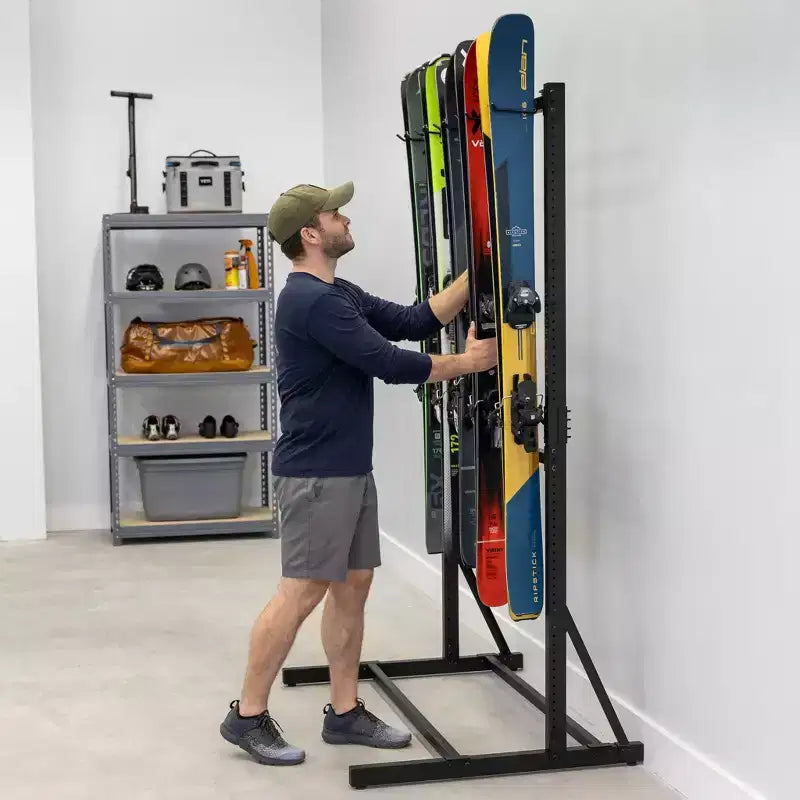 Trépied triangulaire pour skis G-Ski, couleur sarcelle | Contient 5 paires de skis