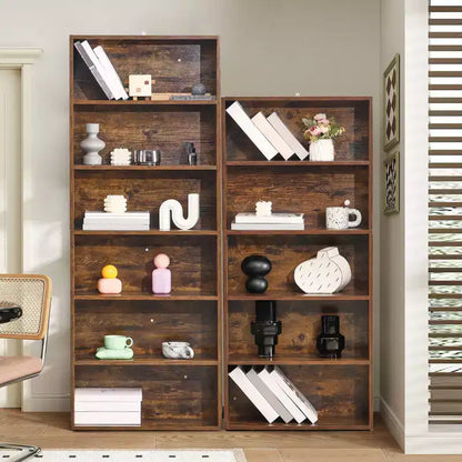 Sweetcrispy Étagère à Livres Industrielle à 5 Niveaux - Grande Bibliothèque Ouverte Autoportante de 135 cm