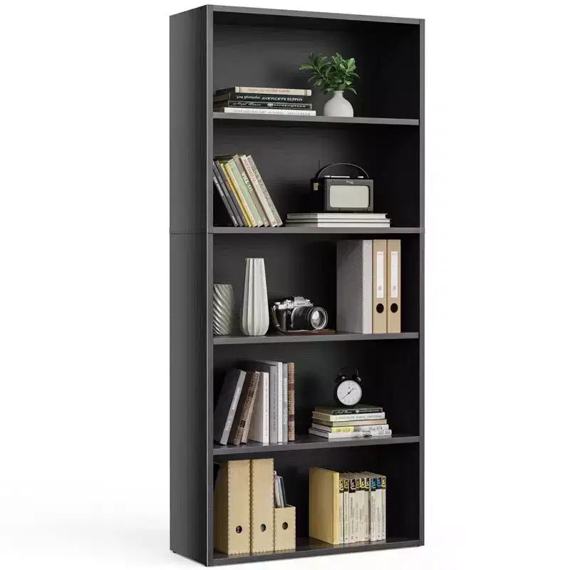 Sweetcrispy Industrial 5 Shelf Bookcase - Large 53 Inch Tall Floor Standing Open Bookshelf