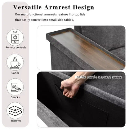 Canapé sectionnel 91,5W, canapé-lit escamotable avec accoudoir de rangement -Christopher Knight Home