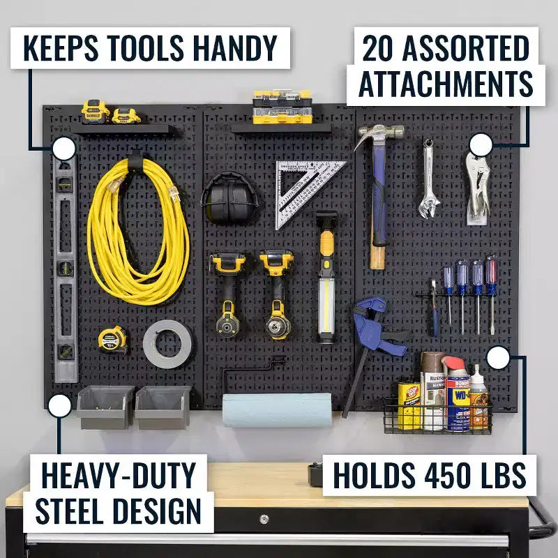 StoreYourBoard Panneau perforé impeccable 51 x 32 | 20 accessoires