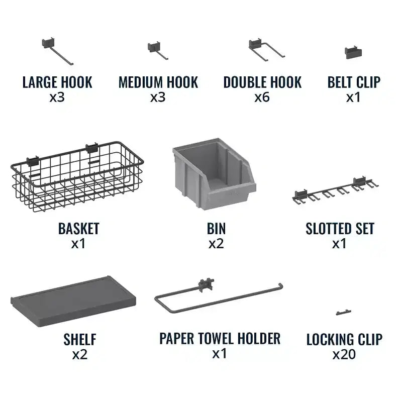 StoreYourBoard Panneau perforé impeccable 51 x 32 | 20 accessoires