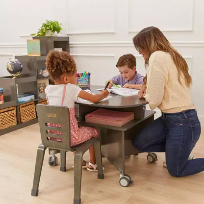 Table de collaboration mobile avec rangement ECR4Kids, mobilier polyvalent