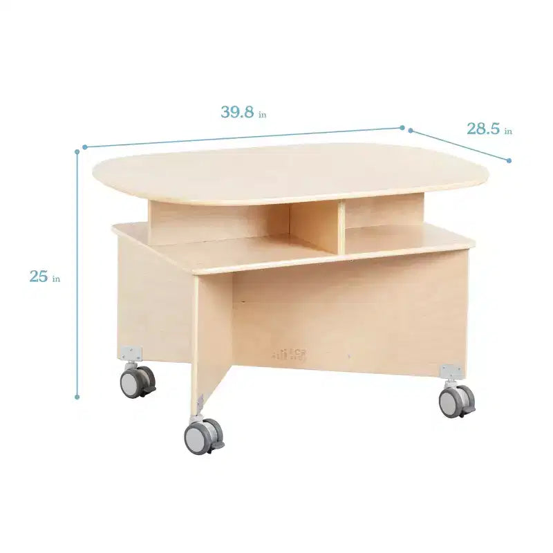 Table de collaboration mobile avec rangement ECR4Kids, mobilier polyvalent