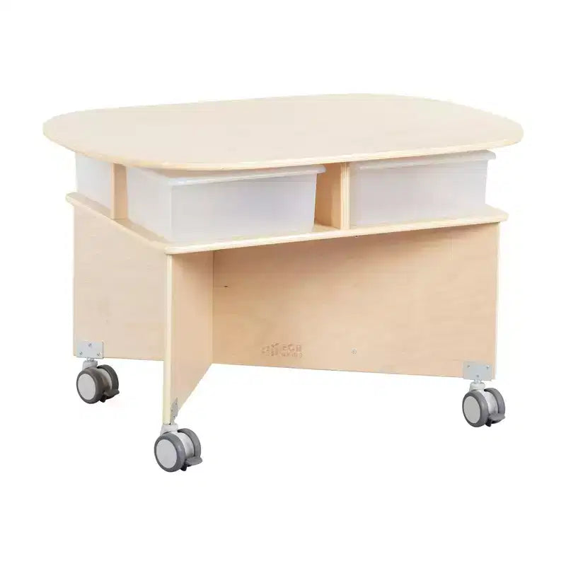 Table de collaboration mobile avec rangement ECR4Kids, mobilier polyvalent
