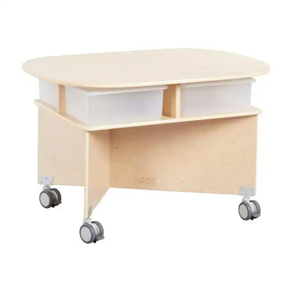 Table de collaboration mobile avec rangement ECR4Kids, mobilier polyvalent