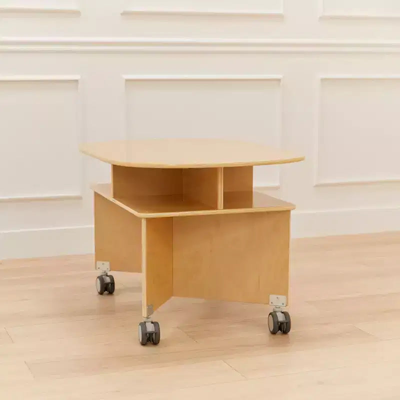 Table de collaboration mobile avec rangement ECR4Kids, mobilier polyvalent