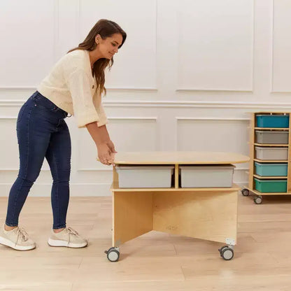 Table de collaboration mobile avec rangement ECR4Kids, mobilier polyvalent