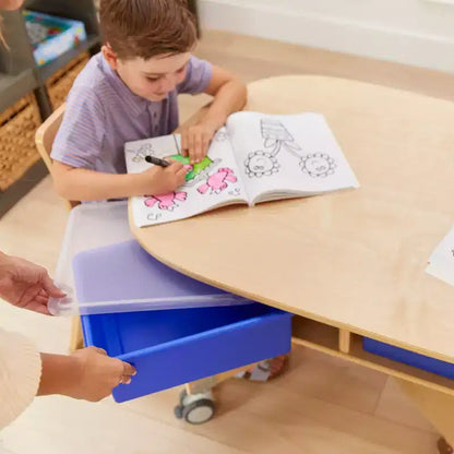 Table de collaboration mobile avec rangement ECR4Kids, mobilier polyvalent