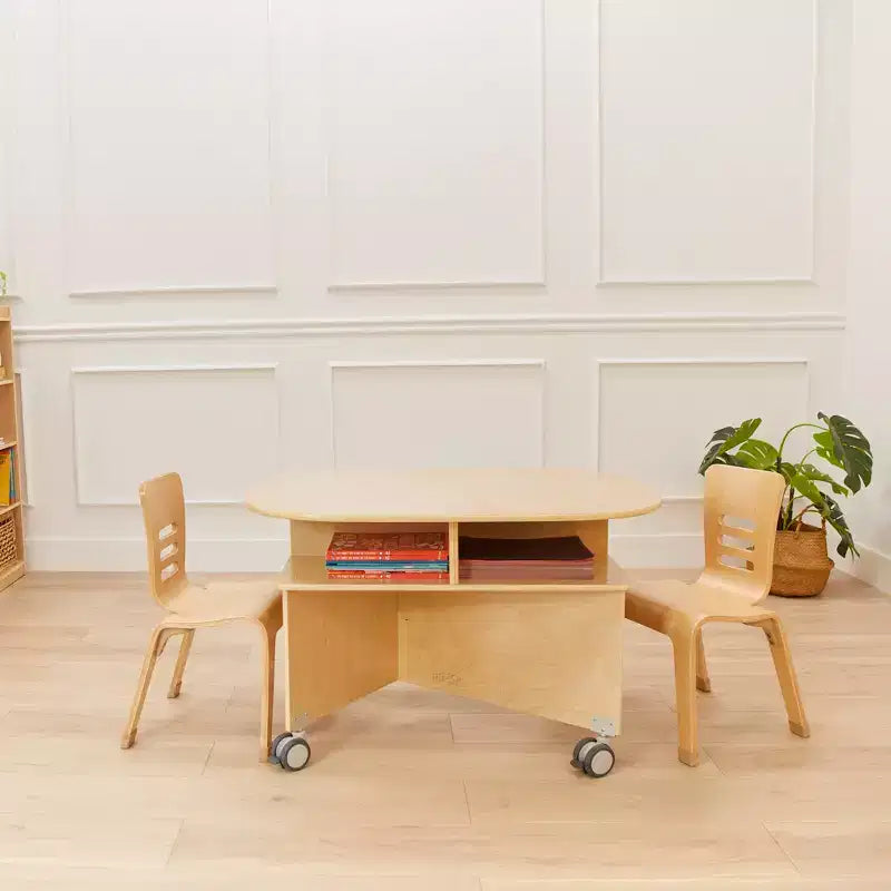 Table de collaboration mobile avec rangement ECR4Kids, mobilier polyvalent