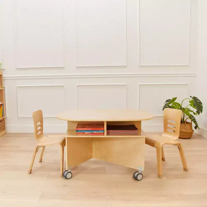 Table de collaboration mobile avec rangement ECR4Kids, mobilier polyvalent