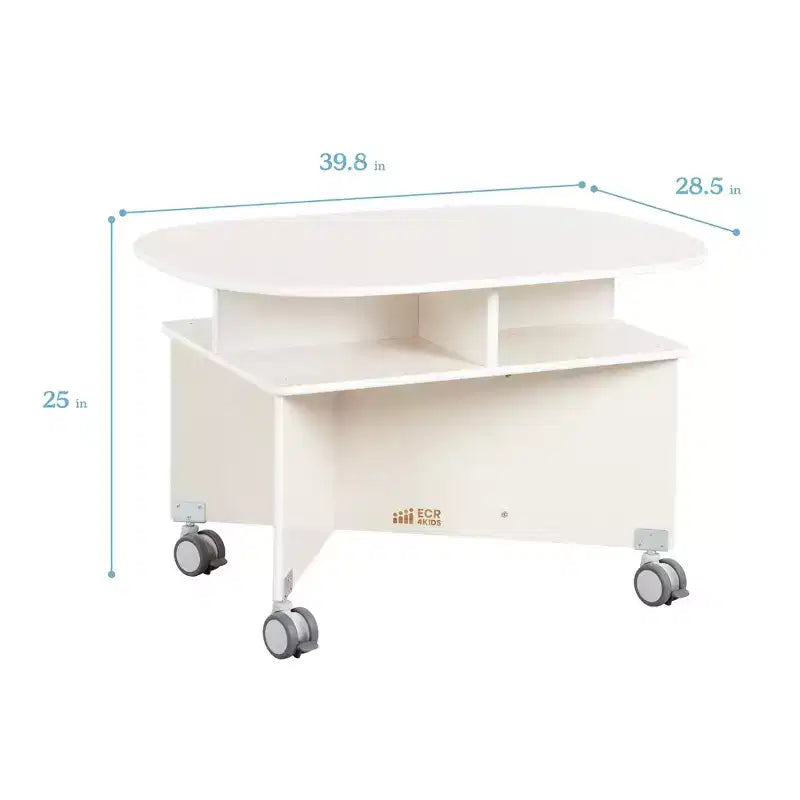 Table de collaboration mobile avec rangement ECR4Kids, mobilier polyvalent