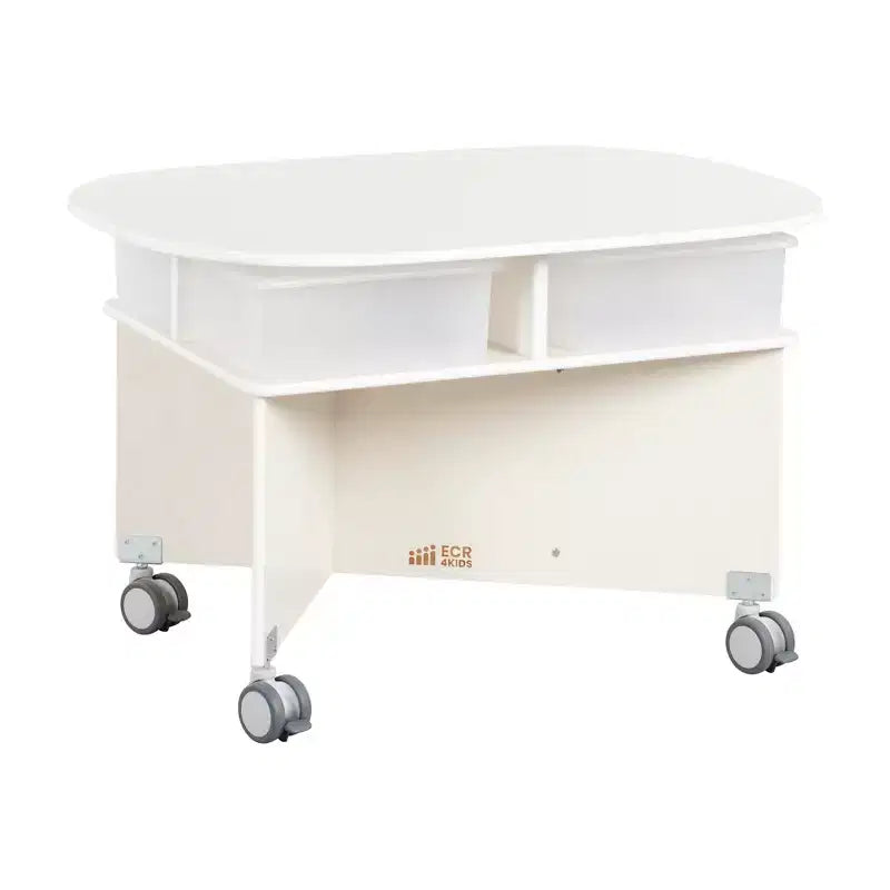 Table de collaboration mobile avec rangement ECR4Kids, mobilier polyvalent