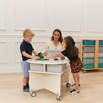 Table de collaboration mobile avec rangement ECR4Kids, mobilier polyvalent