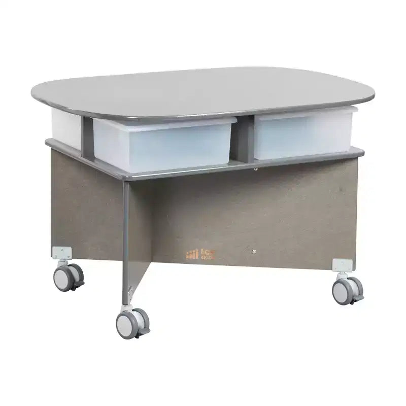 Table de collaboration mobile avec rangement ECR4Kids, mobilier polyvalent