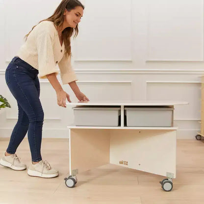 Table de collaboration mobile avec rangement ECR4Kids, mobilier polyvalent