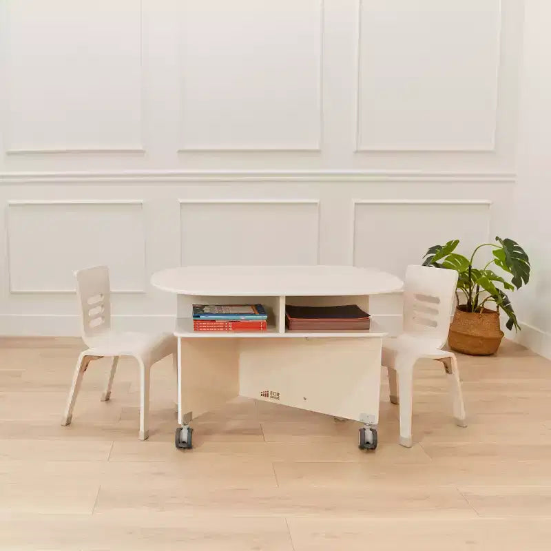 Table de collaboration mobile avec rangement ECR4Kids, mobilier polyvalent