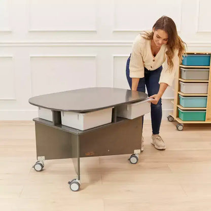 Table de collaboration mobile avec rangement ECR4Kids, mobilier polyvalent
