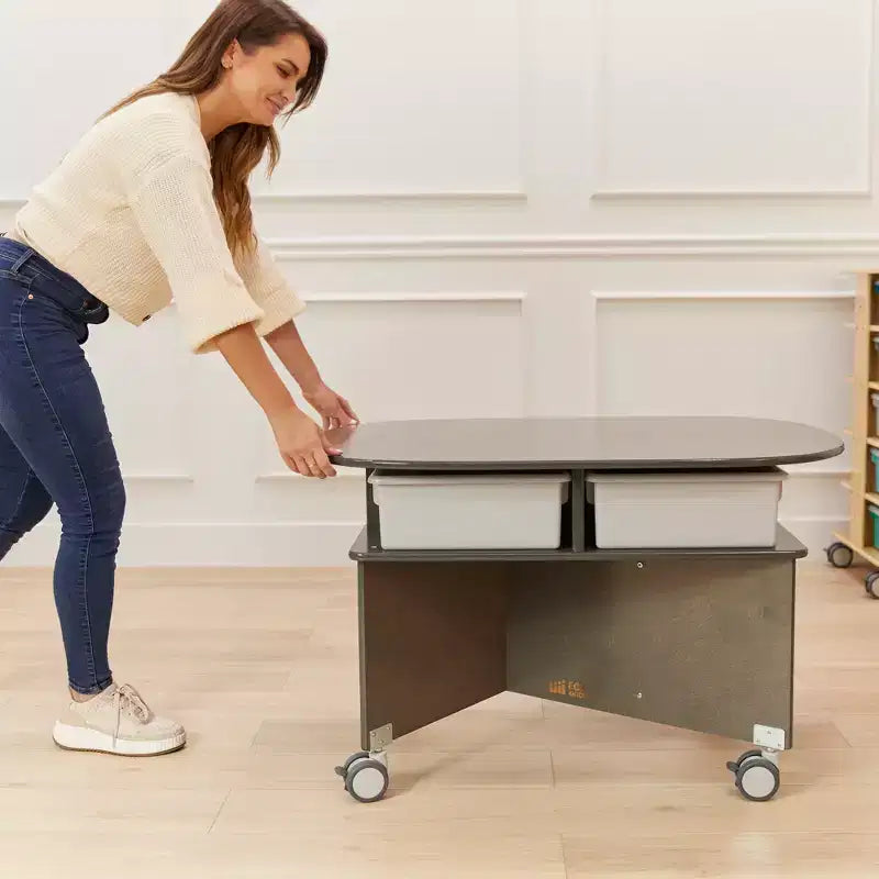 Table de collaboration mobile avec rangement ECR4Kids, mobilier polyvalent