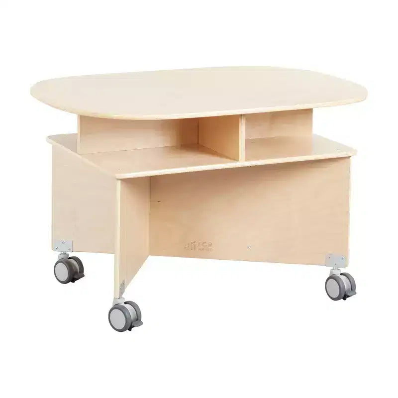 Table de collaboration mobile avec rangement ECR4Kids, mobilier polyvalent