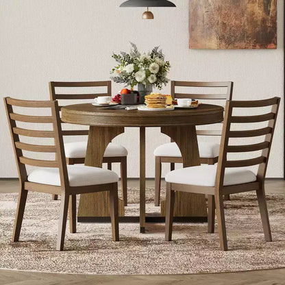 Ensemble de salle à manger fonctionnel Whisen 5 pièces, style rustique rétro, avec 1 table extensible et 4 chaises rembourrées