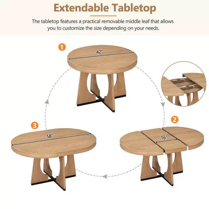 Ensemble de salle à manger fonctionnel Whisen 5 pièces, style rustique rétro, avec 1 table extensible et 4 chaises rembourrées