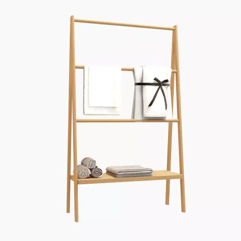 Échelle porte-serviettes en bambou, porte-vêtements autoportant avec étagère de rangement, séchoir de salle de bain, présentoir pour chambre à coucher, dressing, buanderie