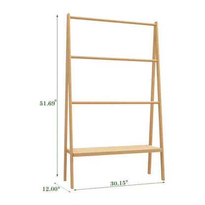 Échelle porte-serviettes en bambou, porte-vêtements autoportant avec étagère de rangement, séchoir de salle de bain, présentoir pour chambre à coucher, dressing, buanderie