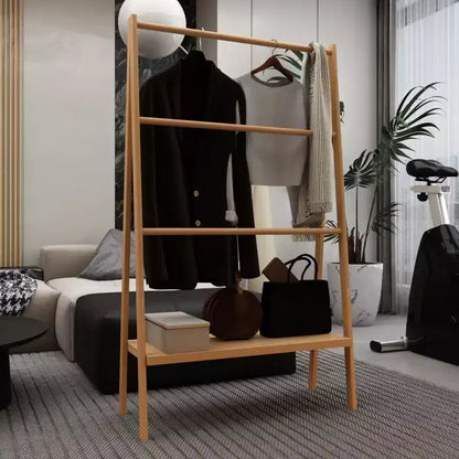 Échelle porte-serviettes en bambou, porte-vêtements autoportant avec étagère de rangement, séchoir de salle de bain, présentoir pour chambre à coucher, dressing, buanderie