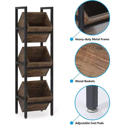 Étagères verticales en bois à 3 niveaux