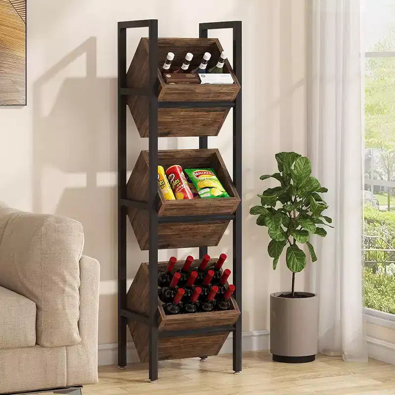Étagères verticales en bois à 3 niveaux