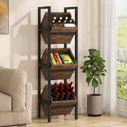 Étagères verticales en bois à 3 niveaux